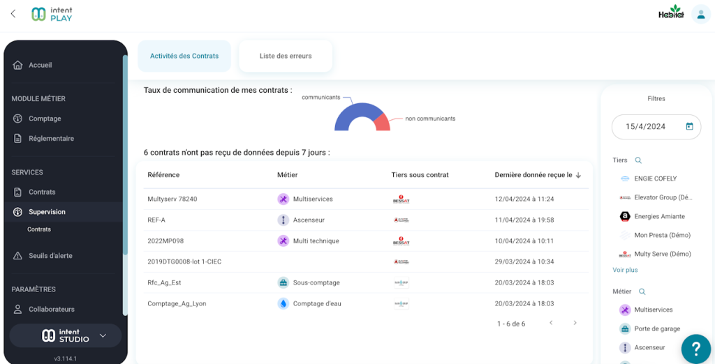 Capture de notre plateforme de données sur la gestion des contrats fournisseurs